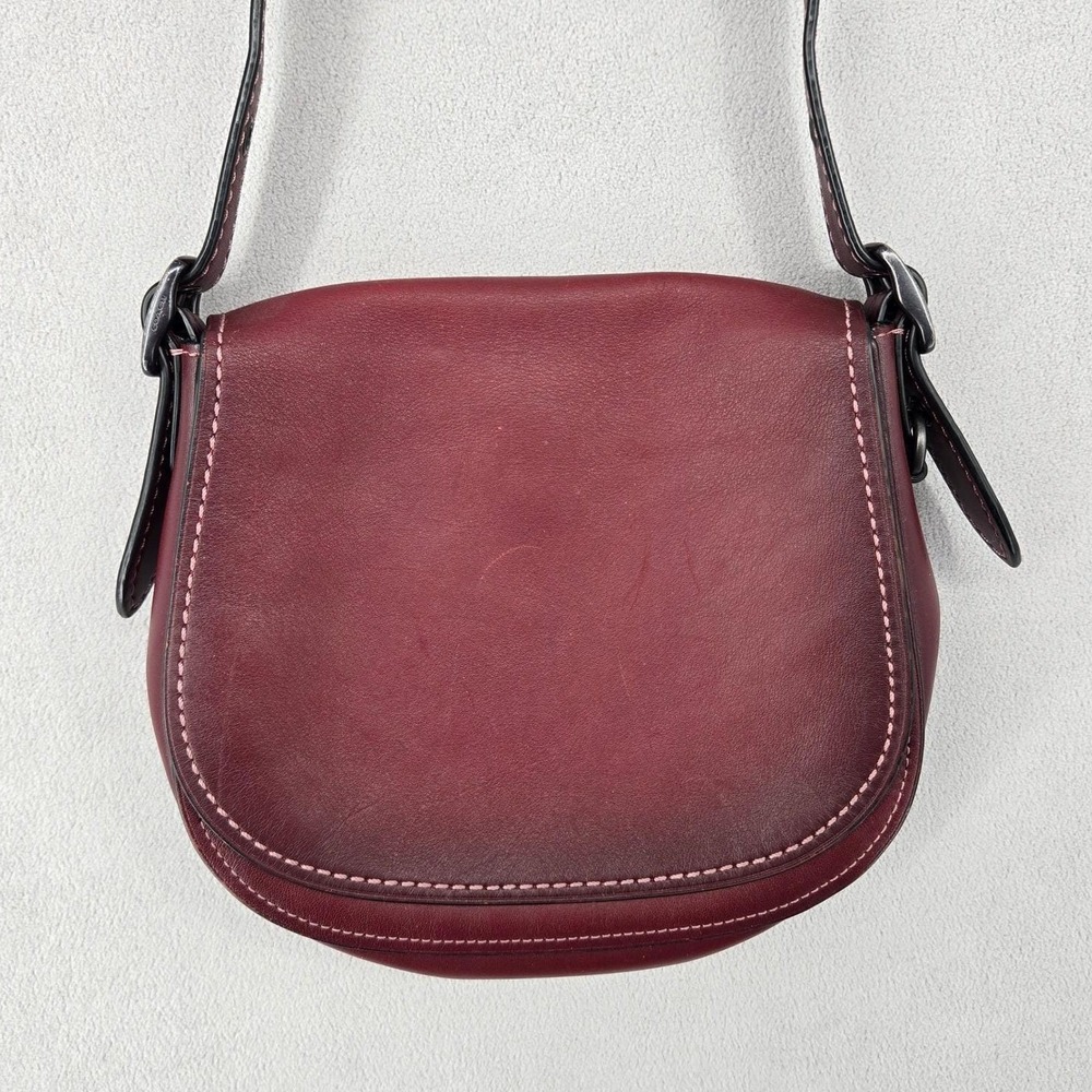 Coach Women Small Crossbody Bag Dark Cherry Glovetanned Leather Vintage